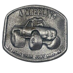 VTG 70s 4-Wheeling Belt Buckle More Than Just Driving Bergamot Brass Silvertone